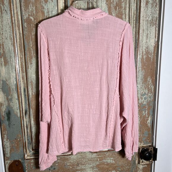 Maria & Kyndal's L Peach Colored Long Sleeve Light Weight Button Down Top - Picture 7 of 11